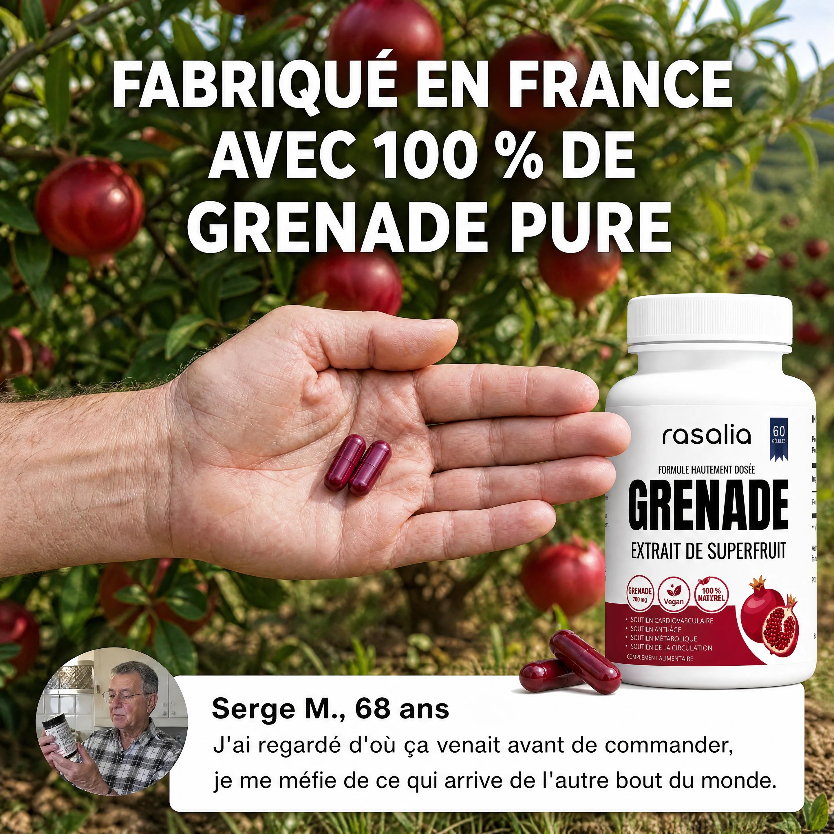 Grenade Rasalia fabriquée en France, 100 % grenade pure